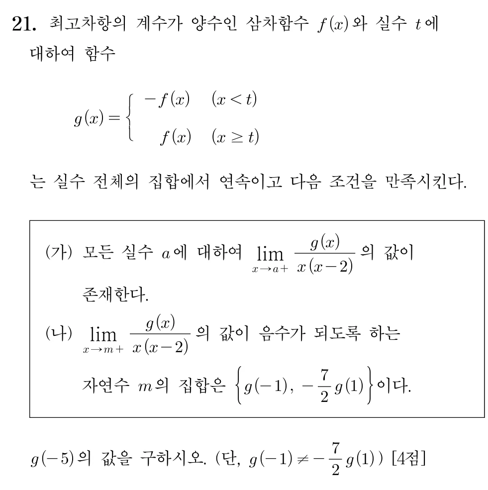 2026학년도 대학수학능력시험 수학 공통 21번 문제 이미지