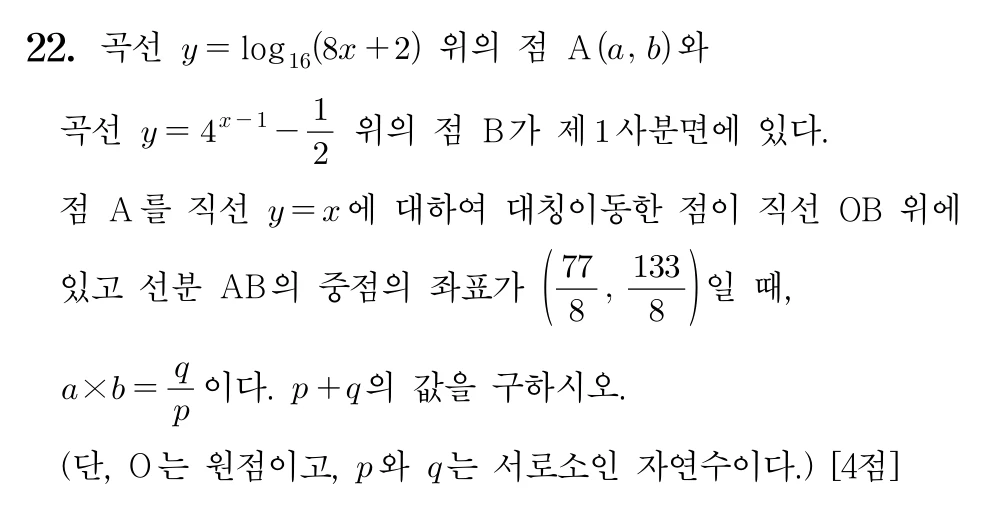2026학년도 대학수학능력시험 수학 공통 22번 문제 이미지