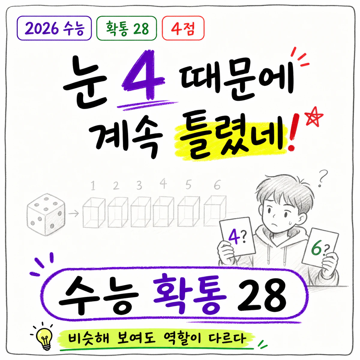 2026학년도 대학수학능력시험 수학 확률과 통계 28번 풀이 썸네일