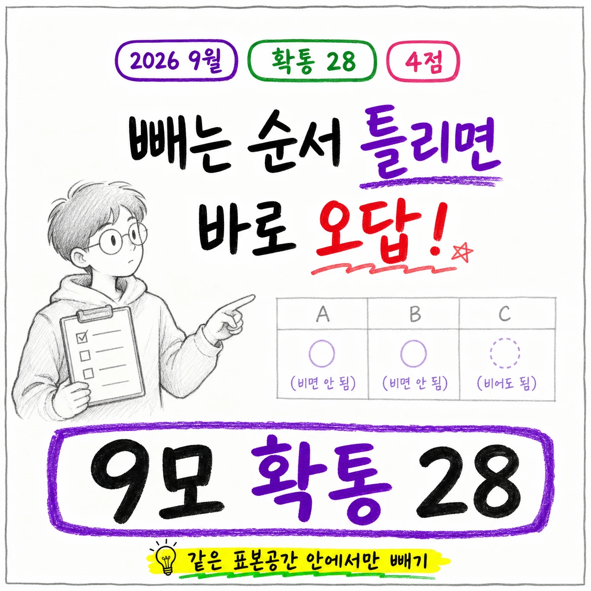 2026학년도 9월 모의평가 수학 확률과 통계 28번 문제 이미지